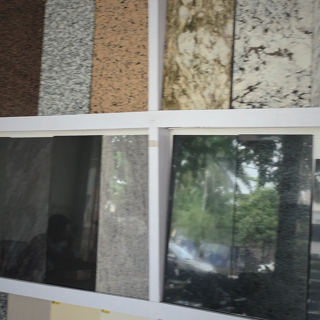 The sample wall in the Dombivli East showroom.